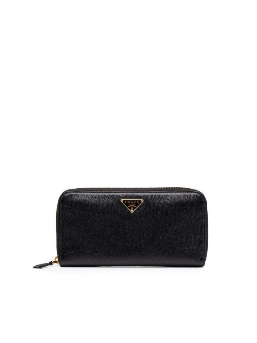 Prada Saffiano Zip Around Wallet Black Leather